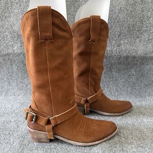 Vintage Foundry Co. Peyton Brown Suede Knee High Western Boots Faux Fur 9/40